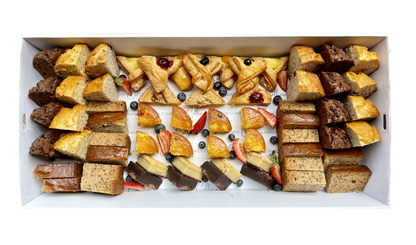Mixed Sweets Platter Includes Muffin, Danish, Slices, Banana Bread on a platter. Sydney Catering